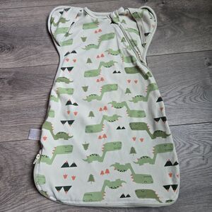 Knirose Dino Print Baby Sleep Sack 95% Cotton Size Small Wearable Blanket Green